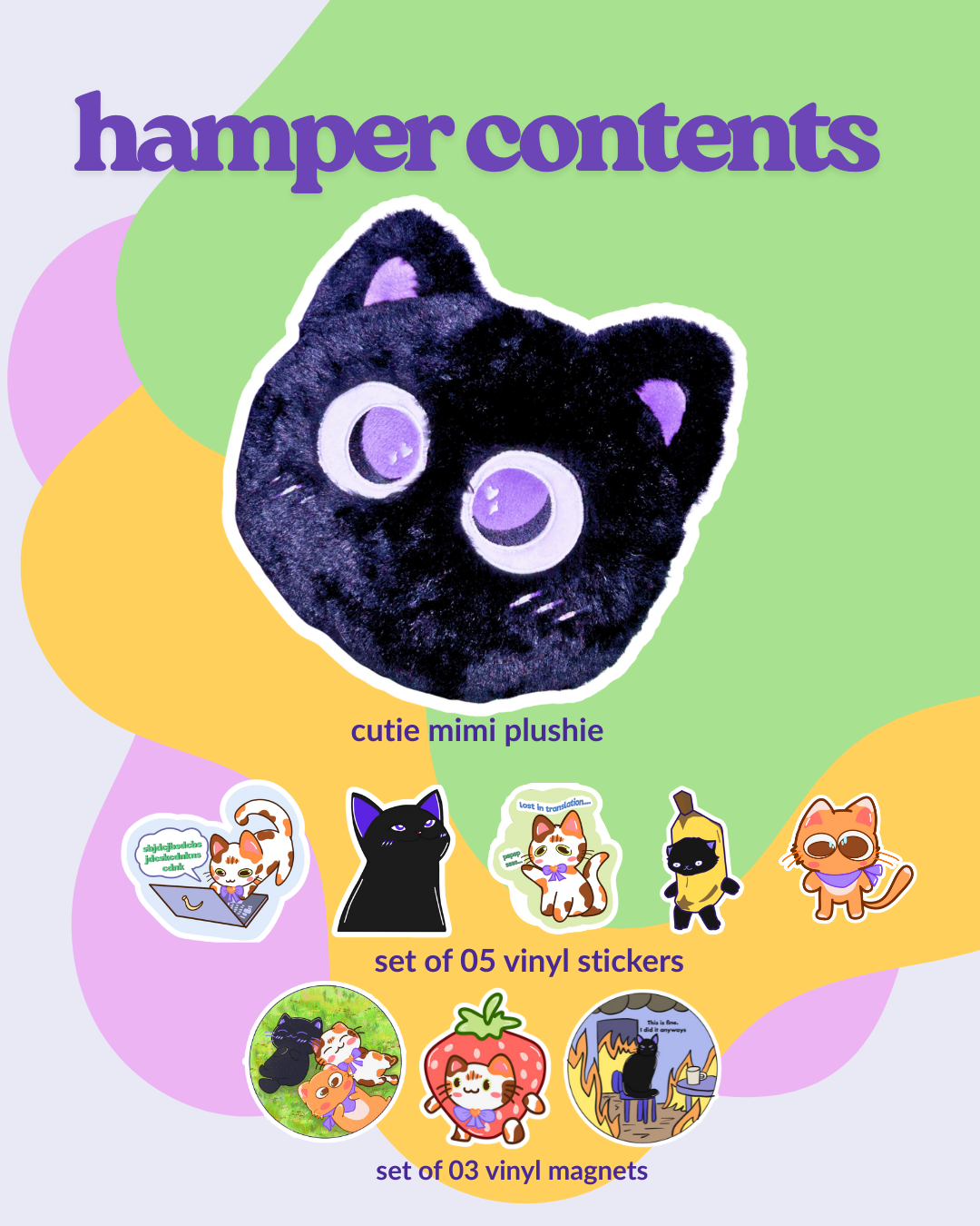 Cutie Mimi Gift Hamper – Plushie, Stickers & Magnets Set